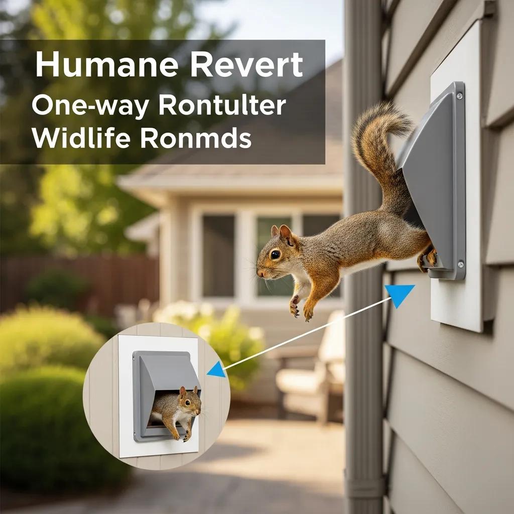 Humane squirrel removal setup with a one-way door system in a residential area
